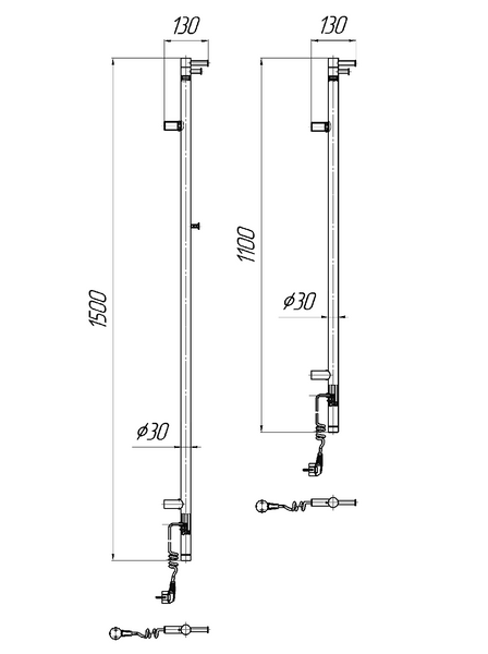 Електрична сушка для рушників Рей-I 1100x30 MR-51096 фото