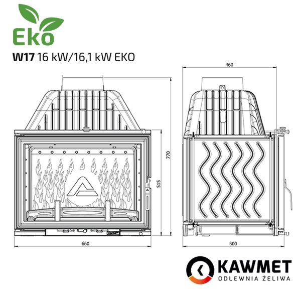 Камин Порто с топкой на дровах KAWMET W17 (16.1 kW) ECO KAWMET W17 16.1kW/ПОРТО фото