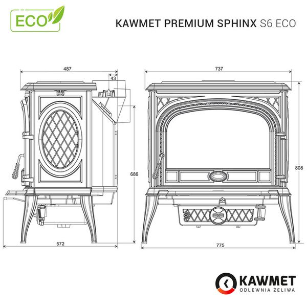 Чавунна піч KAWMET Premium SPHINX S6 ECO S6 фото