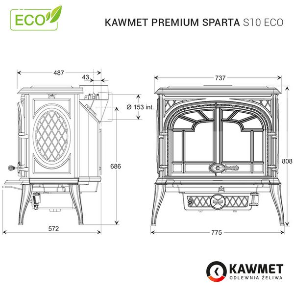 Чавунна піч KAWMET Premium SPARTA S10 ECO S10 фото