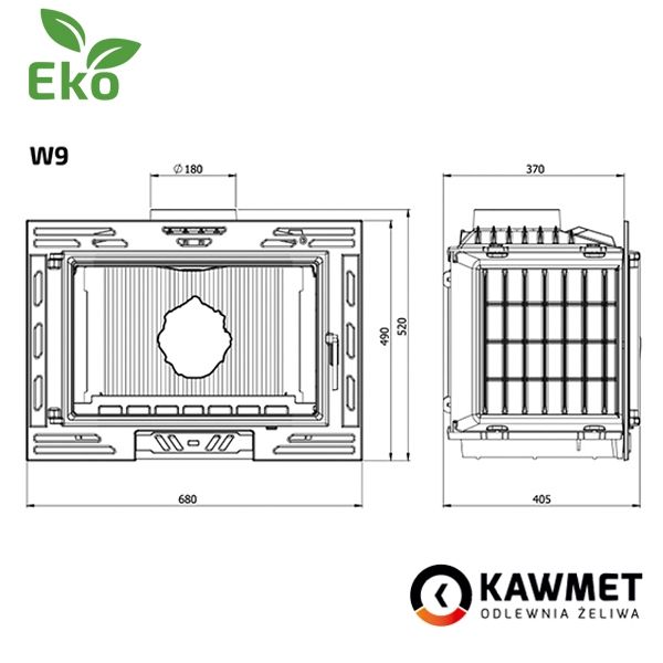 Каминокомплект: мраморный портал Эко с топкой на дровах KAWMET W9 (9,8 kW) ECO KAWMET W9/ЭКО фото