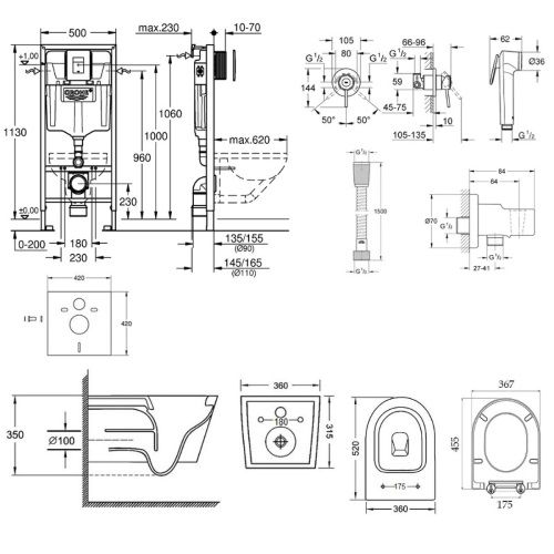 Інсталяція Grohe Rapid SL 38827000 + унітаз Jay QT07335176W + гігієнічний набір Grohe BauClassic 111048 00046477 фото