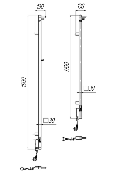 Електрична сушка для рушників Рей Кубо-I 1100x30 MR-51084 фото
