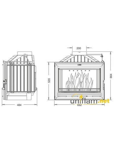 Камінна топка Uniflam 700 OPTION ECO з шибером ref. 907-775 фото
