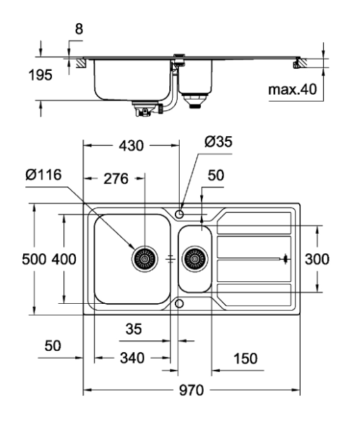 Кухонная мойка Grohe EX Sink 31572SD0 K500 00031940 фото