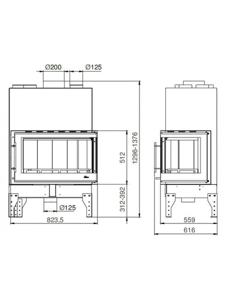 Камінна топка Uniflam 760 EVO PBS праве скло гнуте ref. 260-172-GS фото