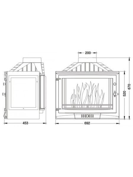 Камінна топка Uniflam 700 SELENIC праве скло з шибером ref. 601-732 фото