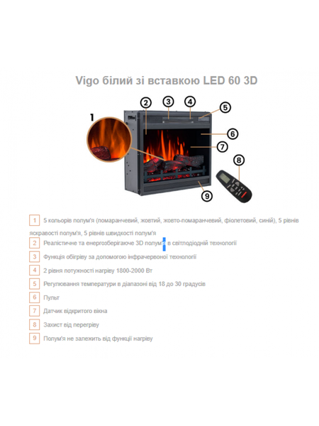 Каминокомплект Aflamo VIGO Бетон Белый + LED 60 3D VIGO Бетон і білий + LED 60 3D фото