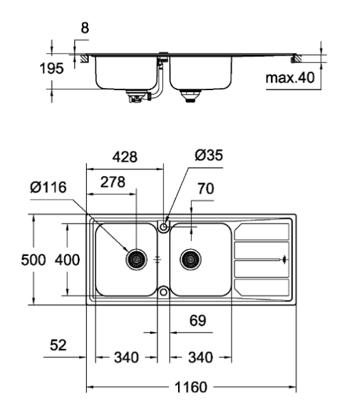 Кухонна мийка Grohe EX Sink 31588SD0 K500 00031941 фото