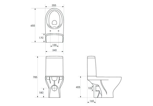 Унітаз Cersanit MODUO 649 CLEAN ON 010 3/5 з кришкою дюропласт SLIM, Soft CloseK116-001 00040454 фото