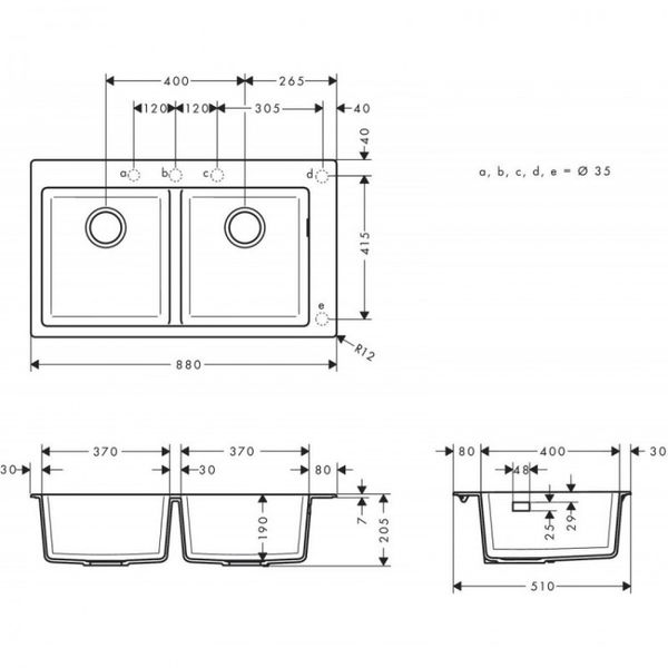 Кухонна мийка Hansgrohe S510-F770 770х510 на дві чаші 370/370 Concretegrey (43316380) 00053752 фото