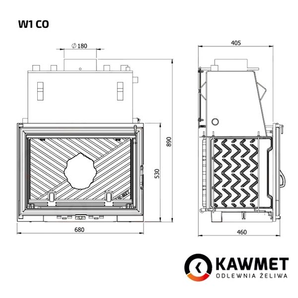Камінна топка KAWMET W1 CO (18.7 kW) Kaw-met W1CO фото