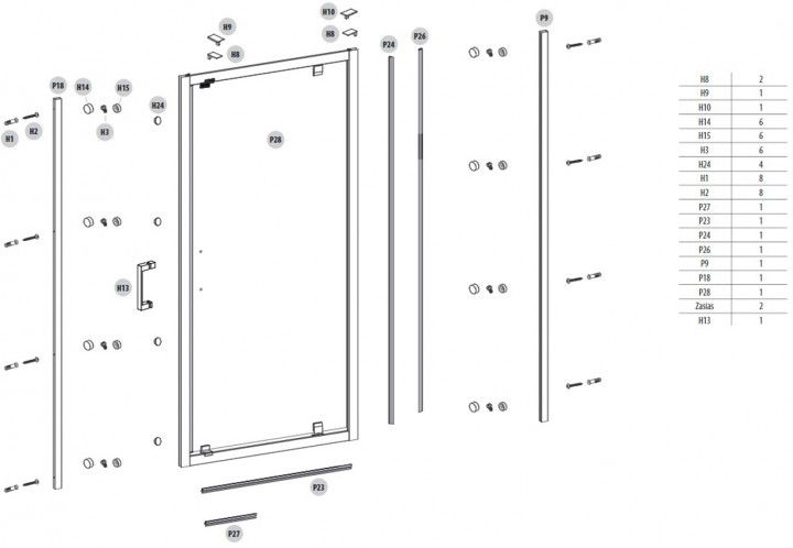 Душові двері Cersanit PIVOT BASIC 80X185 прозоре скло S158-001 00040608 фото