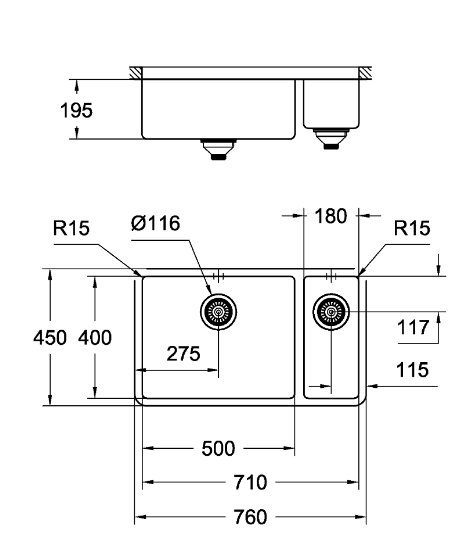 Кухонная мойка Grohe EX Sink 31575SD0 K700U 00031943 фото