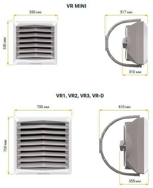 Водяний тепловентилятор Volcano VR Mini EC - 3-20 кВт, 2100 м³/год (двигун EC) 1-4-0101-0455 фото