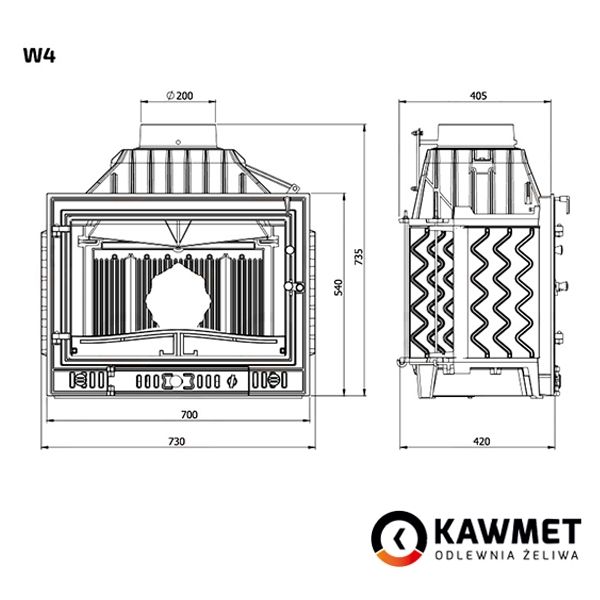 Камінна топка KAWMET W4 (14.5 kW) Kaw-met W4 фото