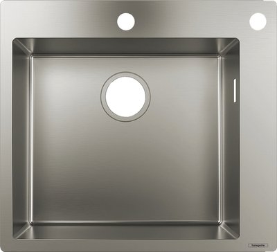 Кухонна мийка Hansgrohe S711-F450 на стільницю 2x35Ø 550х500 Stainless Steel (43305800) 00053773 фото
