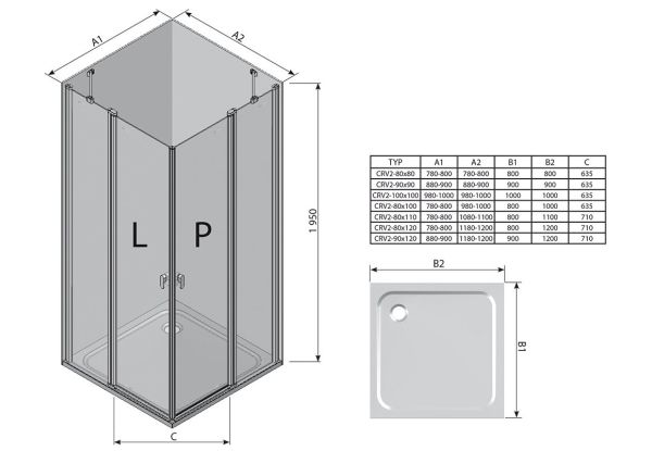 Душові двері Ravak CRV2-80 Полірований алюміній TRANSPARENT (1QV40C00Z1) 00028580 фото
