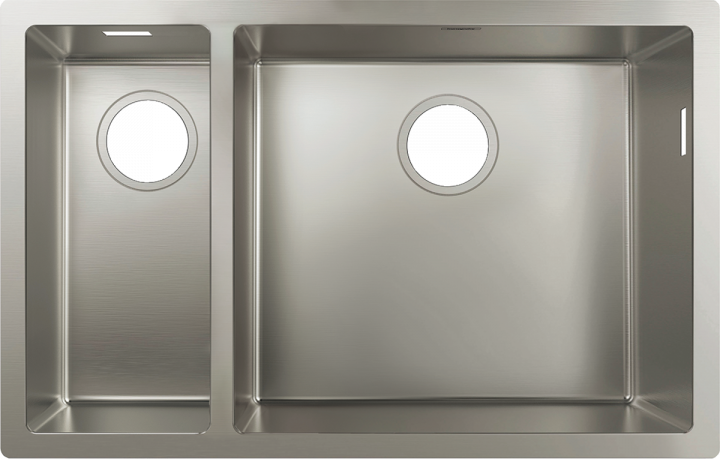 Кухонна мийка Hansgrohe S719-U655 під стільницю 705х450 на дві чаші 180/450 (43429800) Stainless Steel 00053783 фото