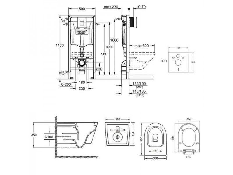 Інсталяція Grohe Rapid SL 38772001 + унітаз Qtap Jay QT07335176W 00046468 фото