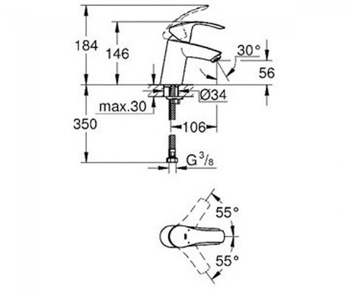 Смеситель для умывальника Grohe Eurosmart 32467002 00027911 фото