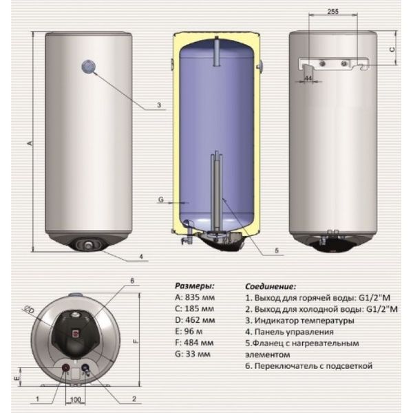 Бойлер Eldom Eureka 80 2x1.0 kW WV08046D 00020933 фото